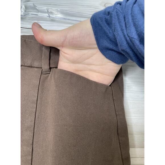 Old Navy Pixie Pants Womens 12 Brown High Rise Split Hem Stretch Work Casual - Picture 3 of 13